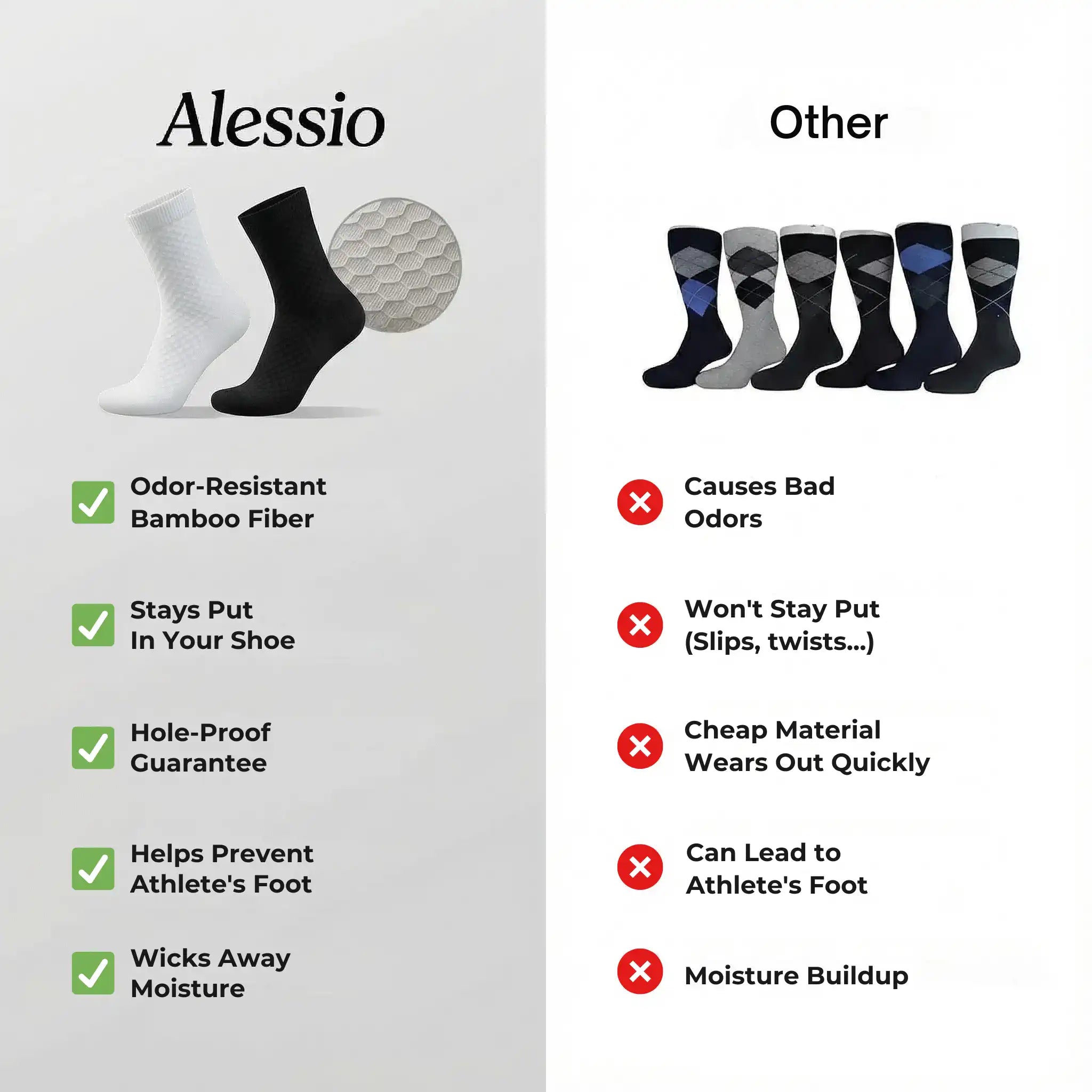 Alessio Premium Bamboo Crew Socks