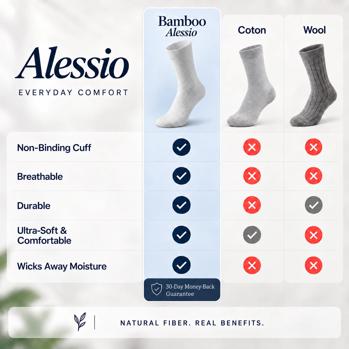 Alessio Premium Bamboo Crew Socks